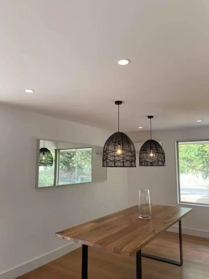 Dining room with pendant lights