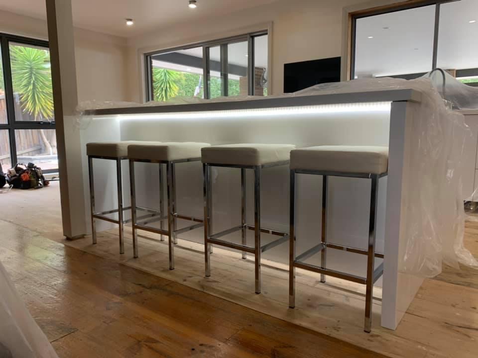 Kitchen island with stools